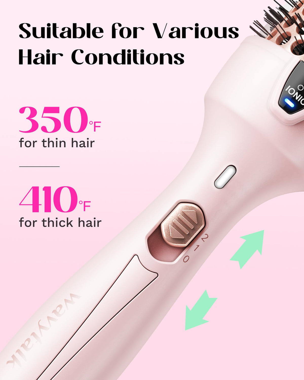 Wavytalk Thermal Brush Blowout Express in use on medium-length hair