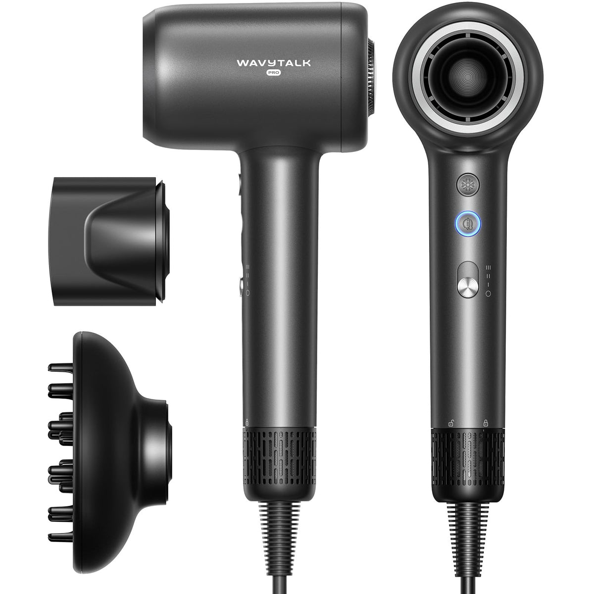 Wavytalk Turblow Pro Hair Dryer front view in matte grey