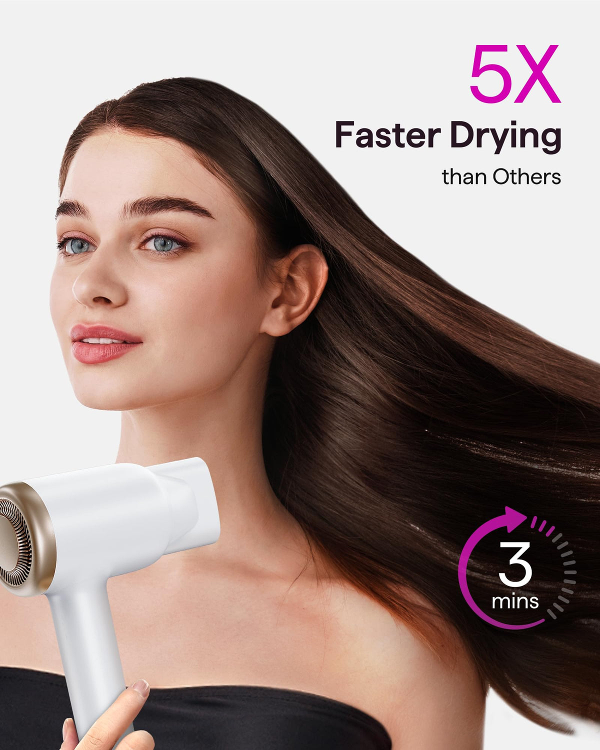 Wavytalk Turblow Pro hair dryer side view with diffuser