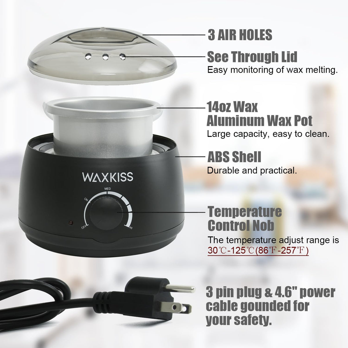waxkiss Wax Warmer adjustable temperature knob close-up