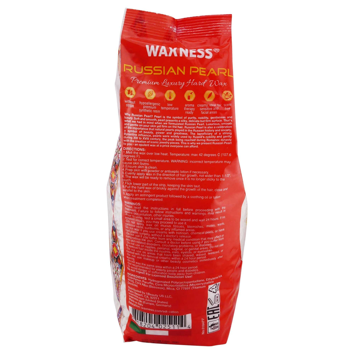 Waxness Russian Pearl Hard Wax Beads 4.4 lb package side view