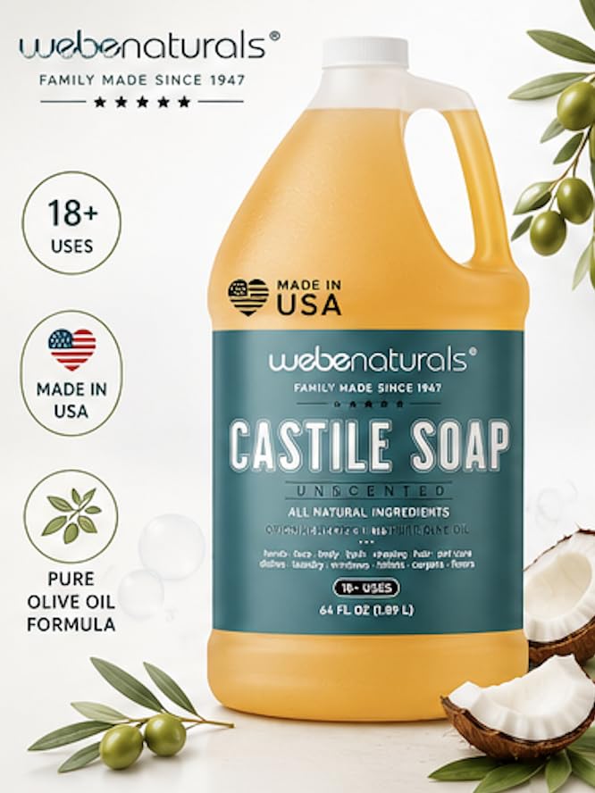 WEBE Pure Unscented Castile Soap back label details