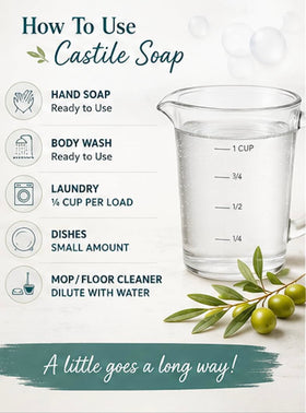 WEBE Pure Unscented Castile Soap used as pet shampoo
