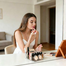 WECHENG Clear Acrylic Makeup Organizer on vanity