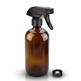 Wedama amber glass spray bottle front view with adjustable nozzle