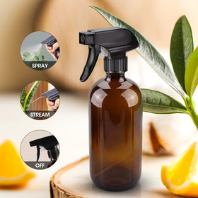 Wedama amber glass spray bottle side view showing capacity markings