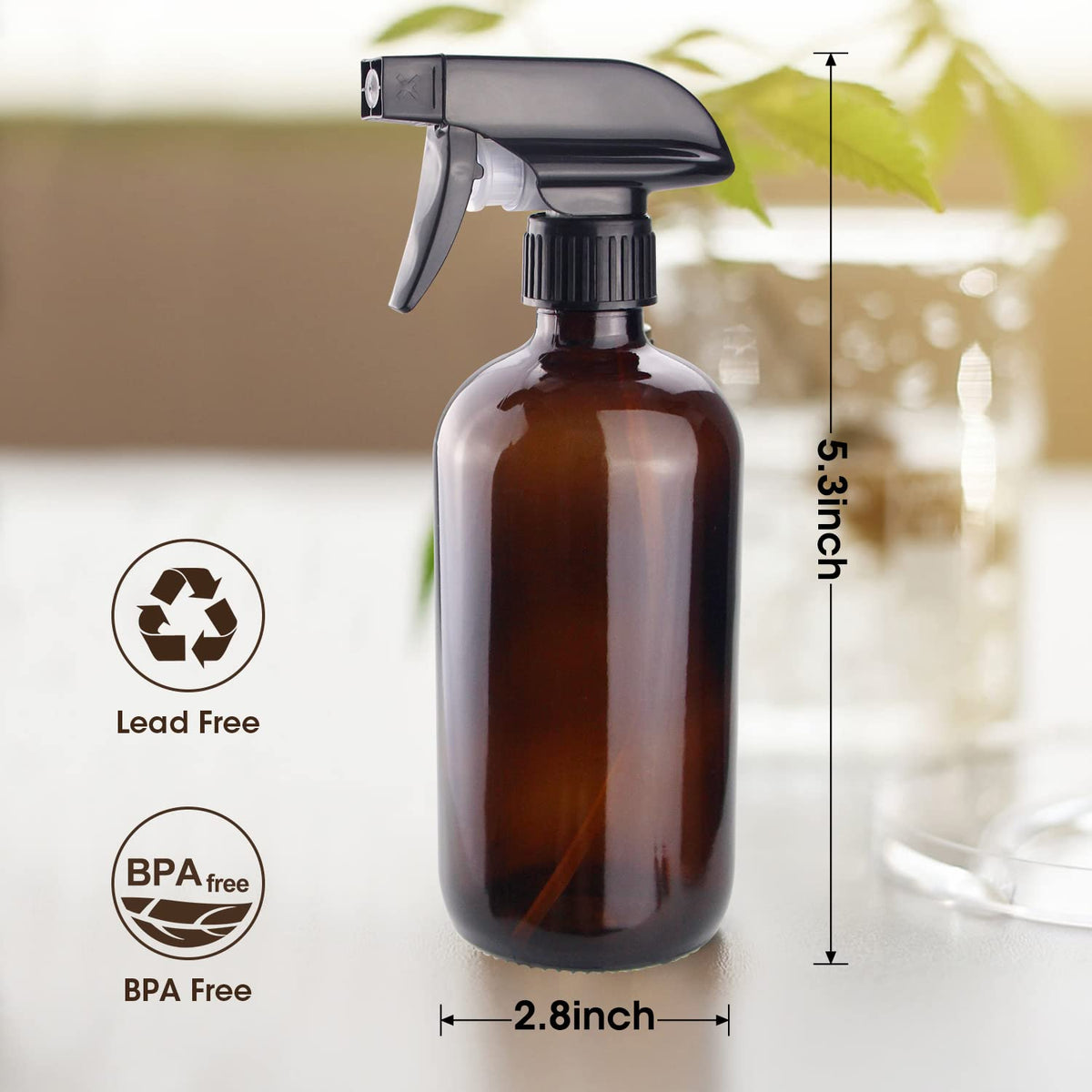 Wedama amber glass spray bottle with cleaning solution