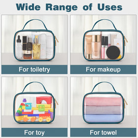 Wedama clear cosmetic bag with various toiletries inside