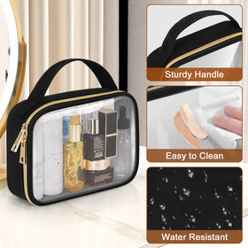 Wedama Clear Toiletry Bag in a suitcase for travel