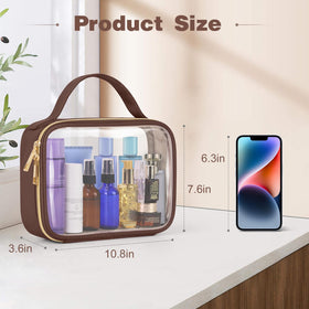 Wedama Clear Toiletry Bag opened 180 degrees with contents