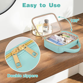 Wedama clear toiletry bag with various travel essentials inside