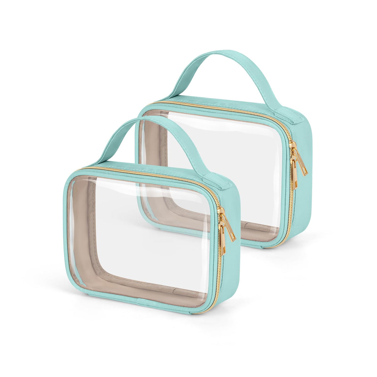 Wedama TSA Approved Clear Toiletry Bag front view in cyan green