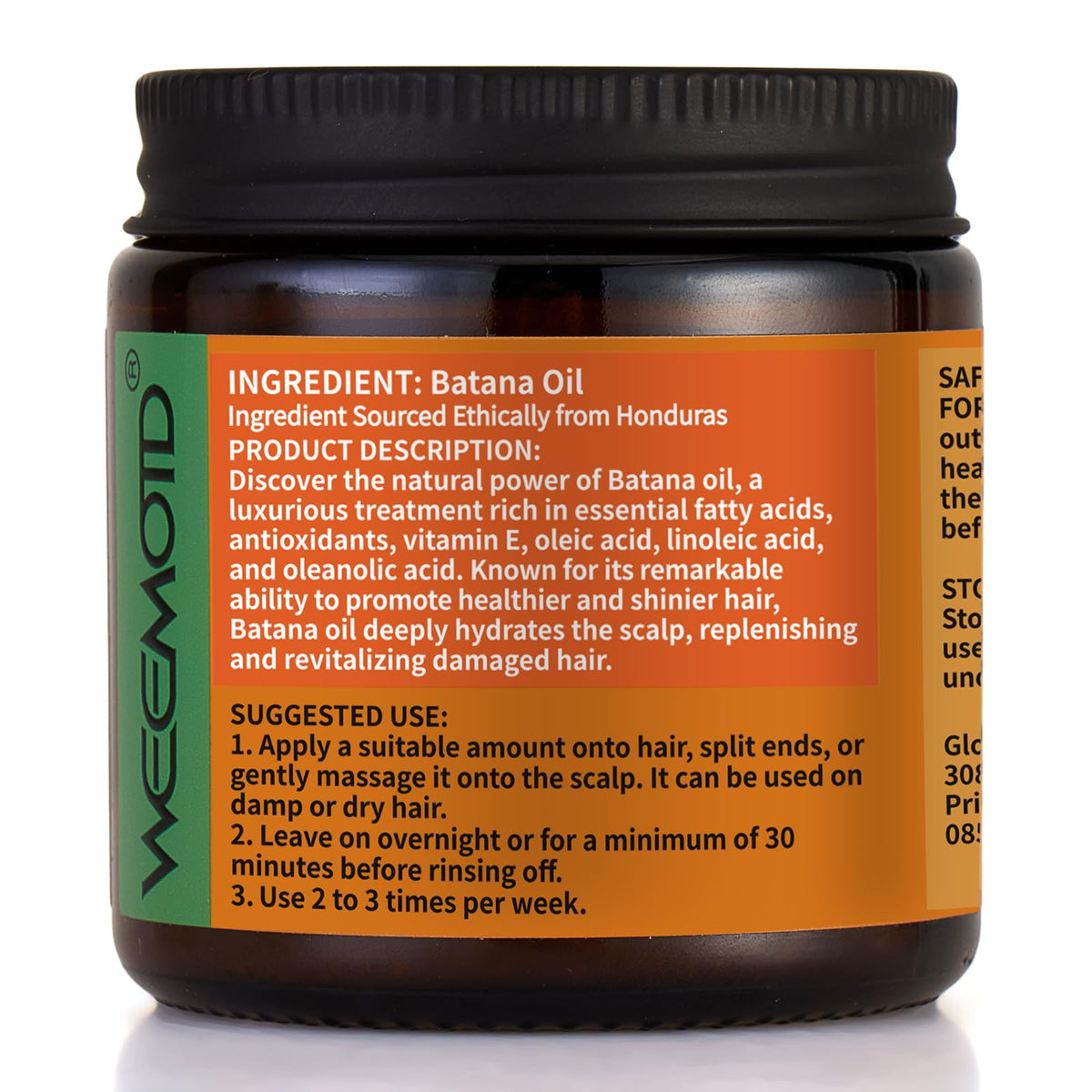 WEEMOTD Batana Oil packaging details