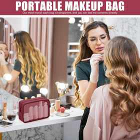 Weewooday mesh pouch set with makeup tools inside