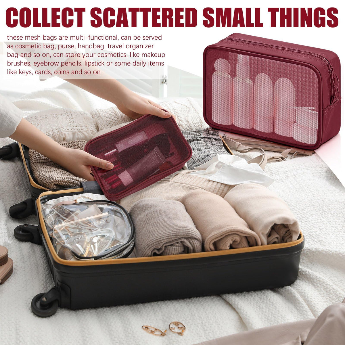 Weewooday mesh pouch set with stationery items