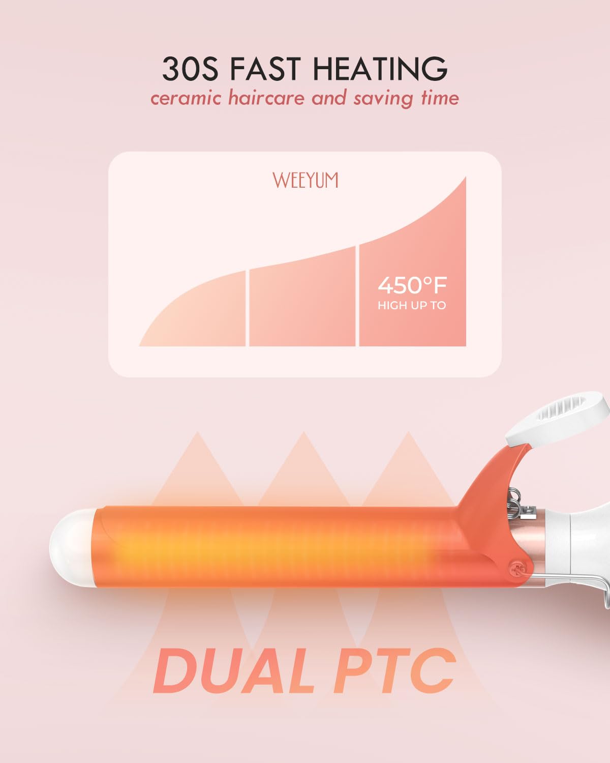 WEEYUM curling iron 360-degree rotating power cord