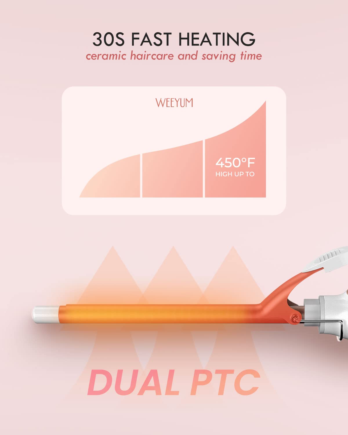 WEEYUM curling iron in lifestyle setting on a vanity