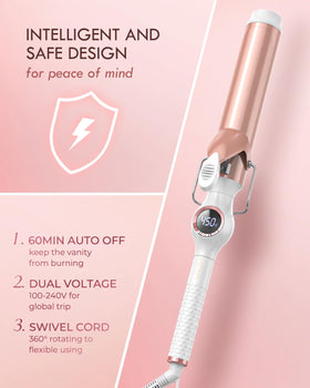WEEYUM curling iron in lifestyle setting with styled hair