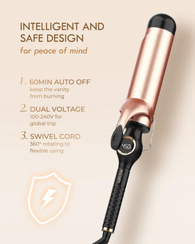 WEEYUM curling iron in use creating loose wavy curls