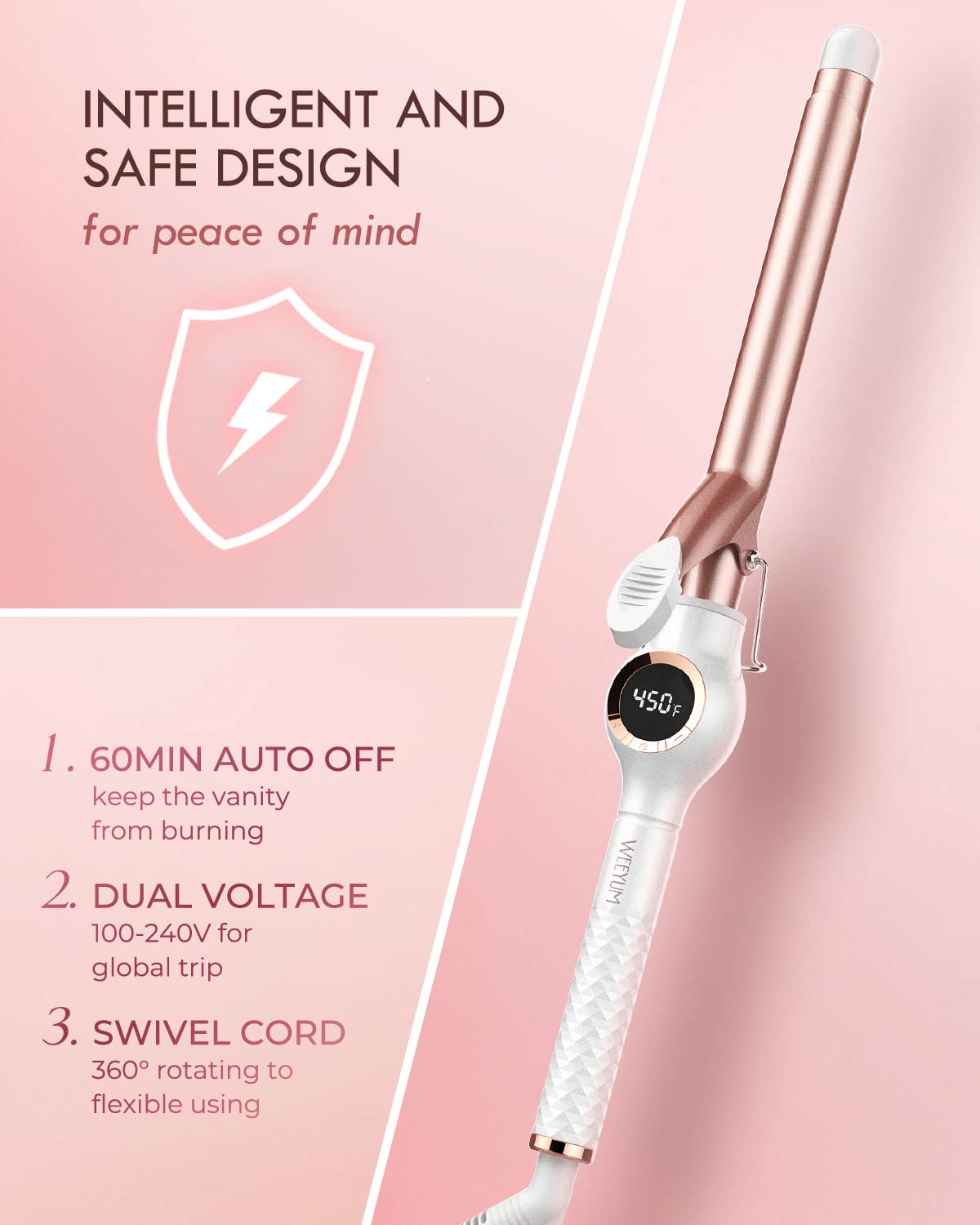 WEEYUM Curling Iron packaging front view
