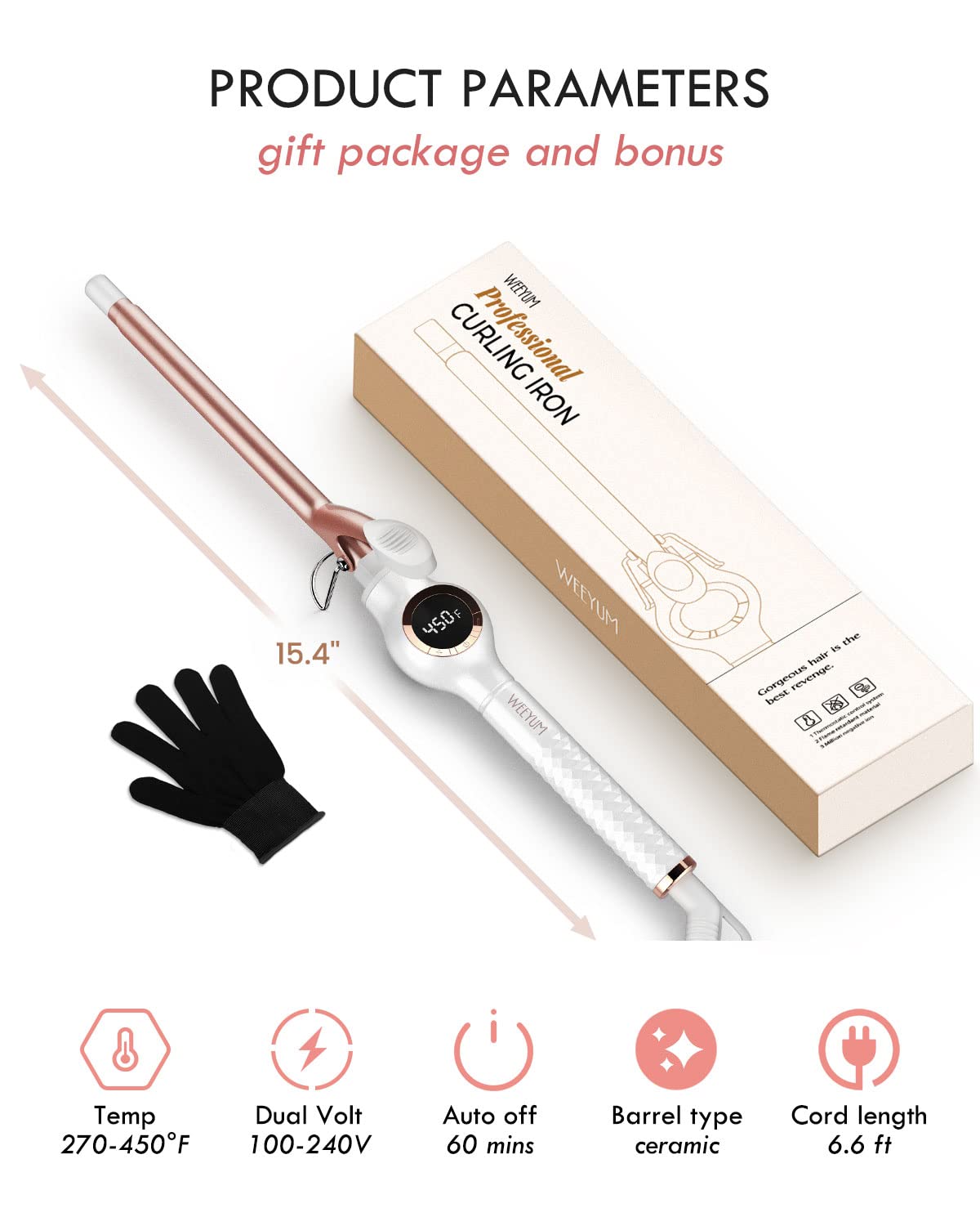 WEEYUM curling iron packaging front view
