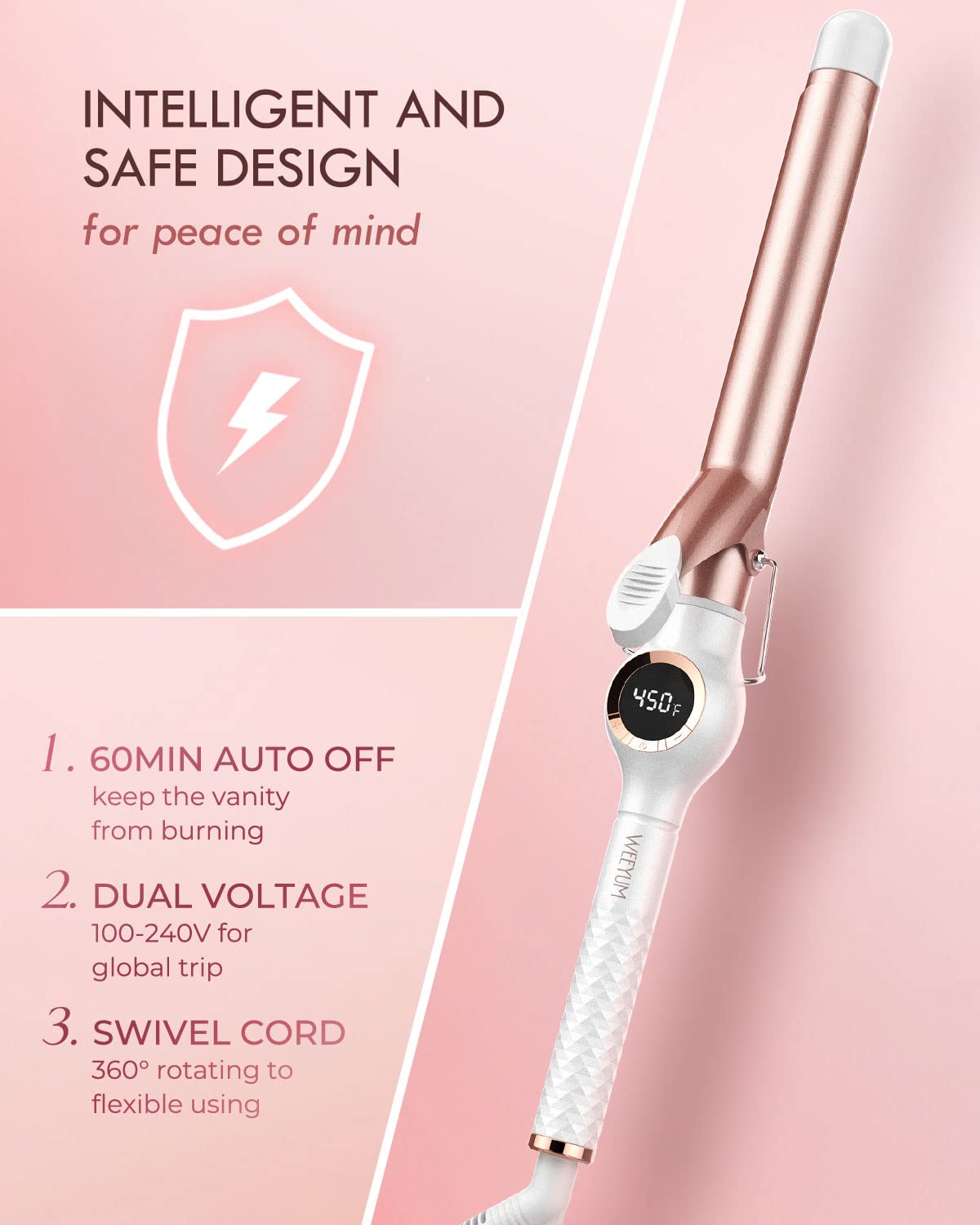 WEEYUM Curling Iron packaging with product details