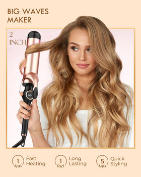 WEEYUM curling iron showing the LCD temperature display
