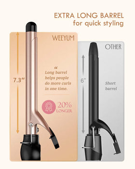 WEEYUM curling iron side view with temperature settings