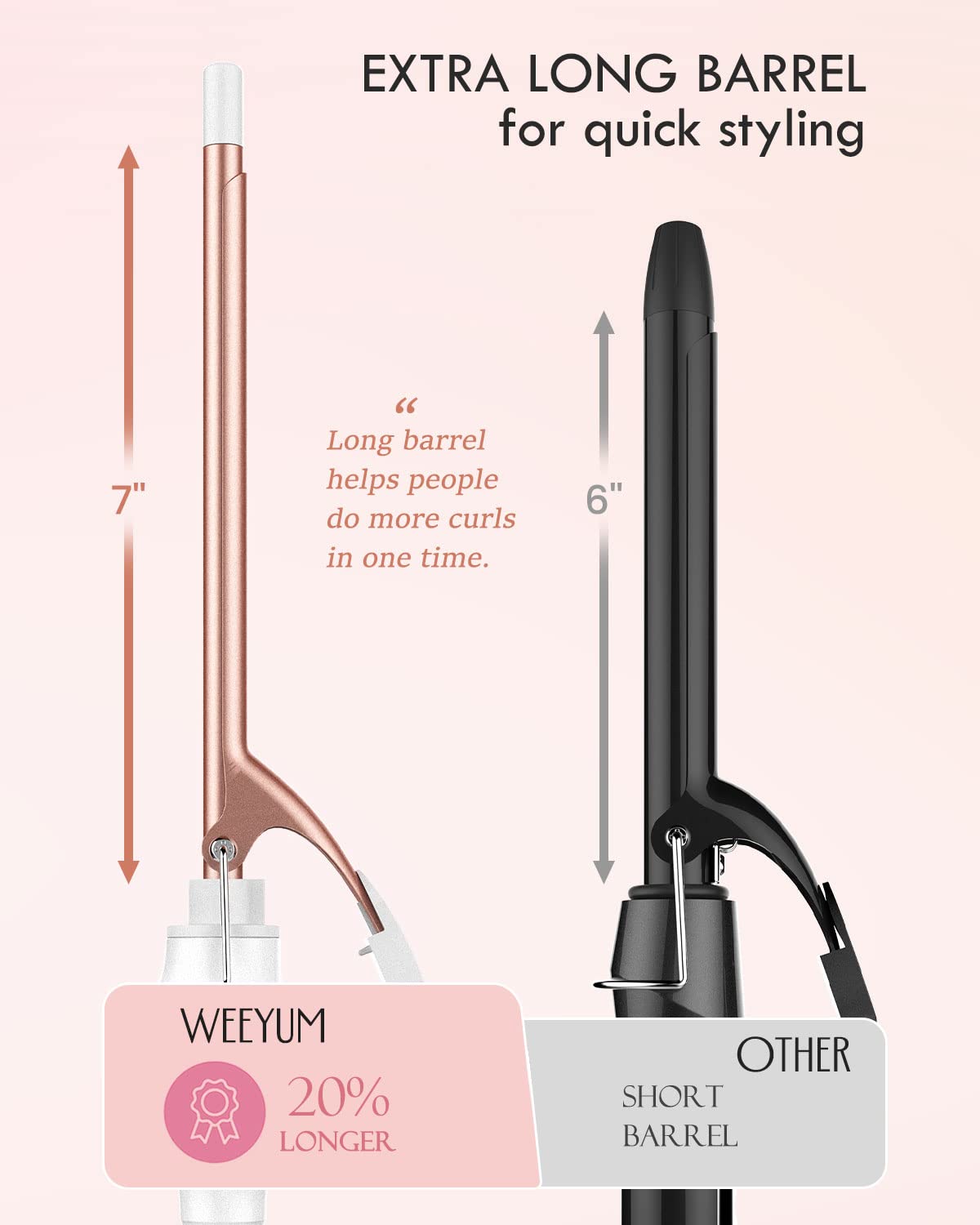 WEEYUM curling iron with included glove and cooling tip