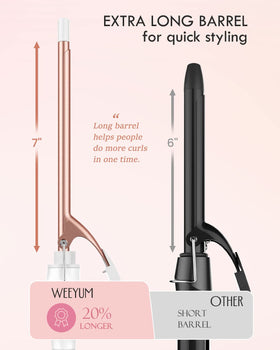 WEEYUM curling iron with included glove and cooling tip