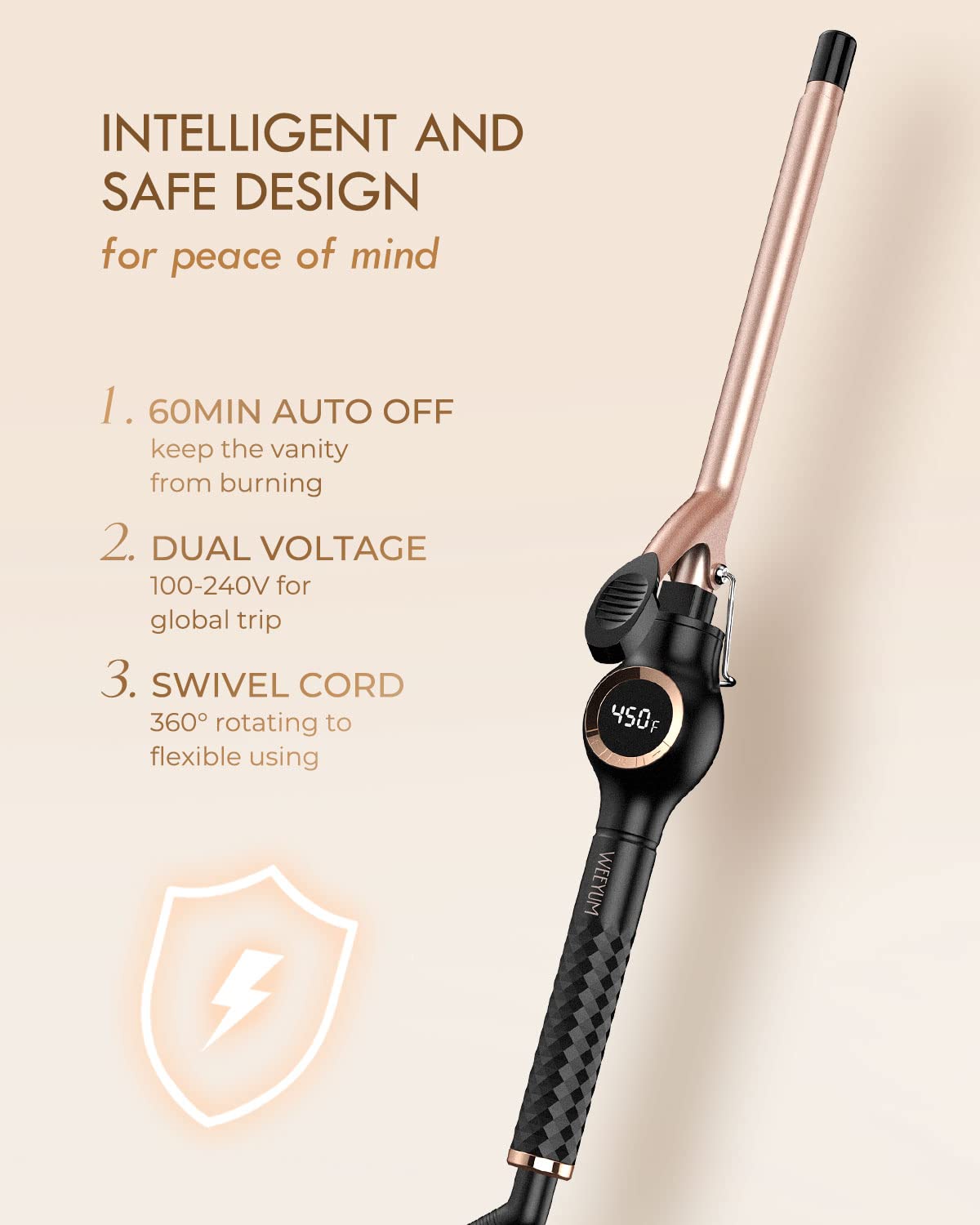 WEEYUM curling iron with rotating cord