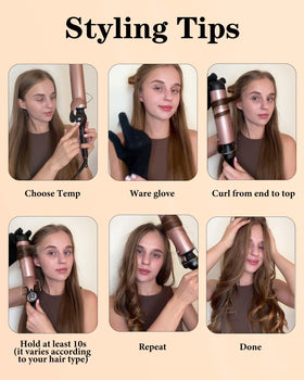 WEEYUM curling iron with temperature settings highlighted