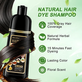 WEILNELL Black Hair Dye Shampoo showing herbal ingredients
