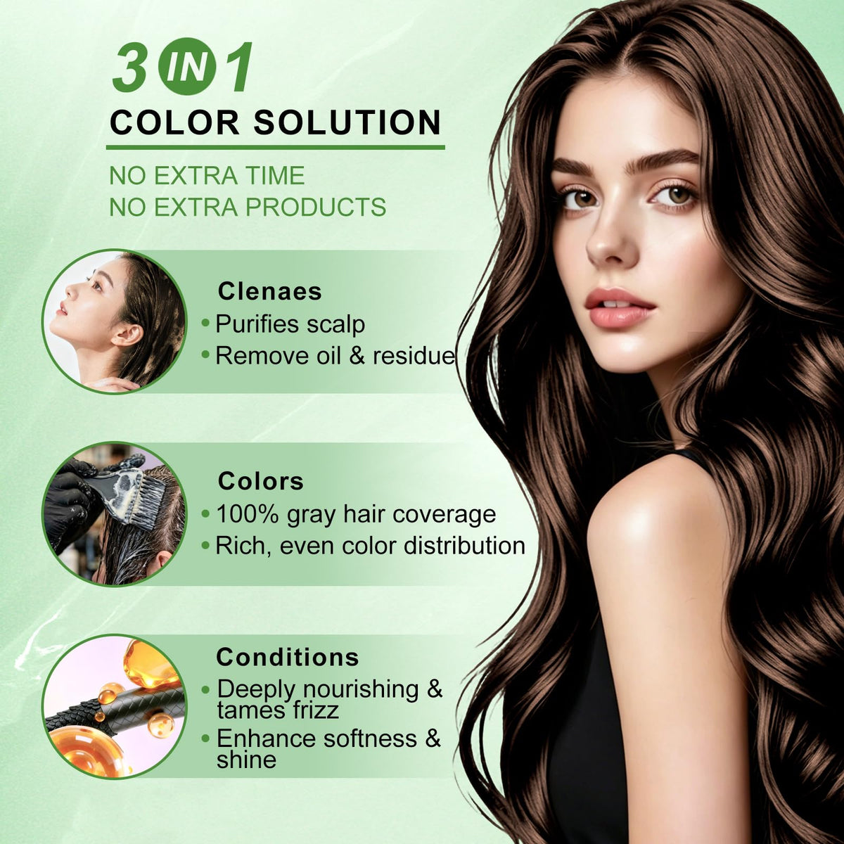WEILNELL Dark Brown Hair Dye Shampoo after application results