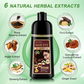 WEILNELL Dark Brown Hair Dye Shampoo showing herbal ingredients