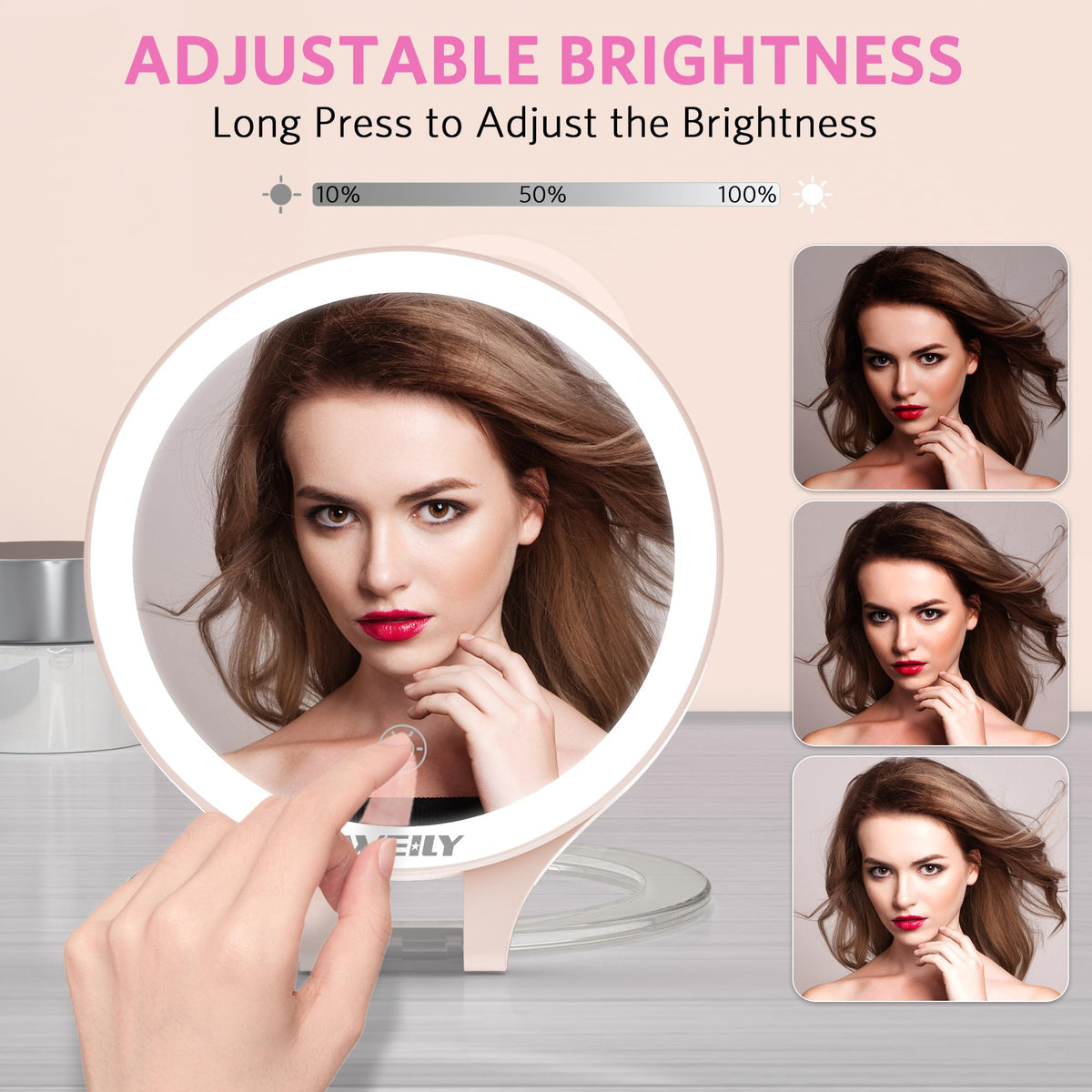 WEILY 10X/1X Makeup Mirror folded for travel