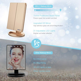 WEILY Makeup Mirror displaying 180-degree rotation feature
