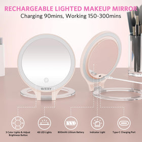 WEILY Makeup Mirror lit up with natural light