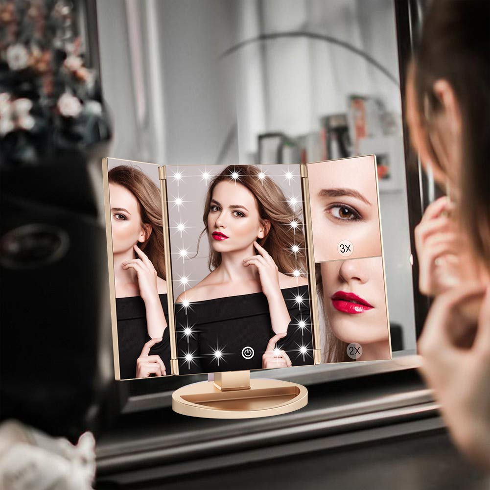 WEILY Makeup Mirror showing 2X and 3X magnification panels