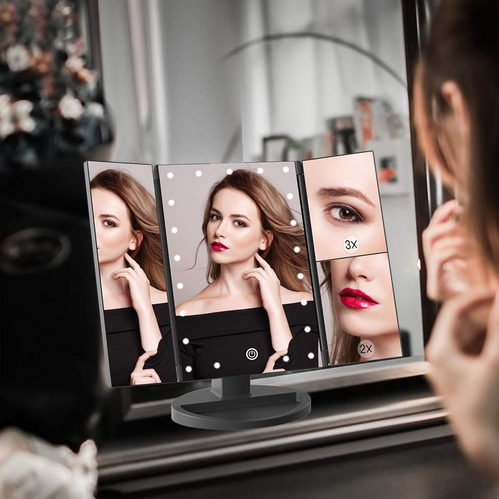WEILY Makeup Mirror showing 2X and 3X magnification panels