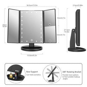WEILY Makeup Mirror side view with recessed base for storage