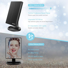 WEILY Makeup Mirror with jewelry and cosmetics stored in base