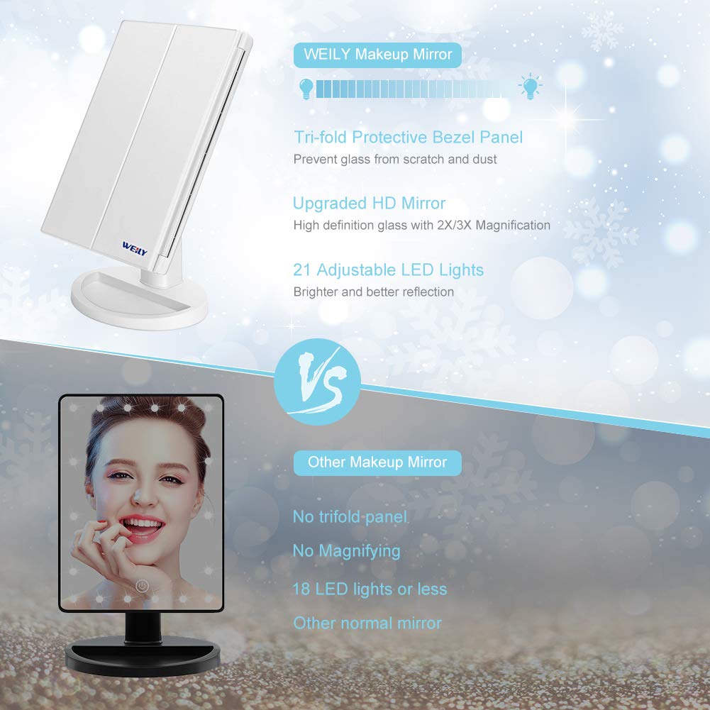 WEILY Makeup Mirror with touch sensor control for lights