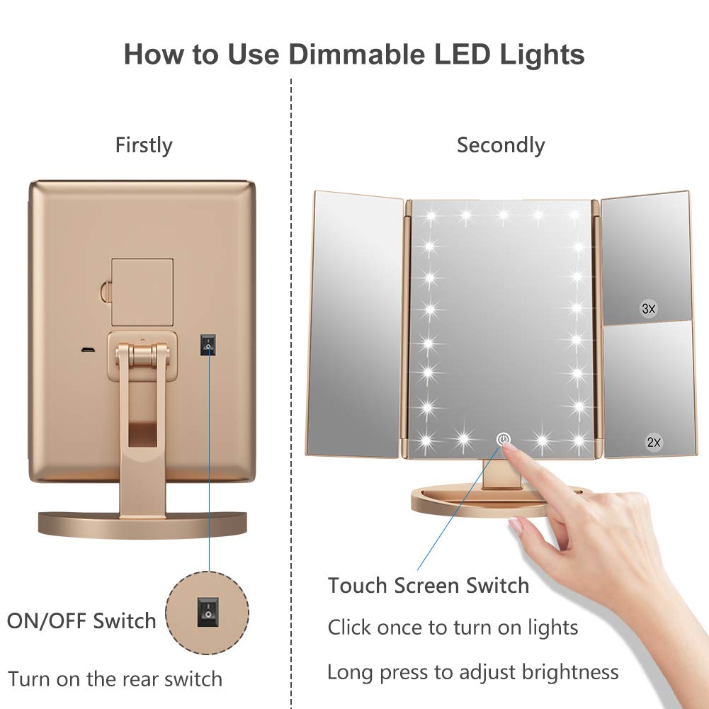 WEILY Makeup Mirror with USB cable for power supply