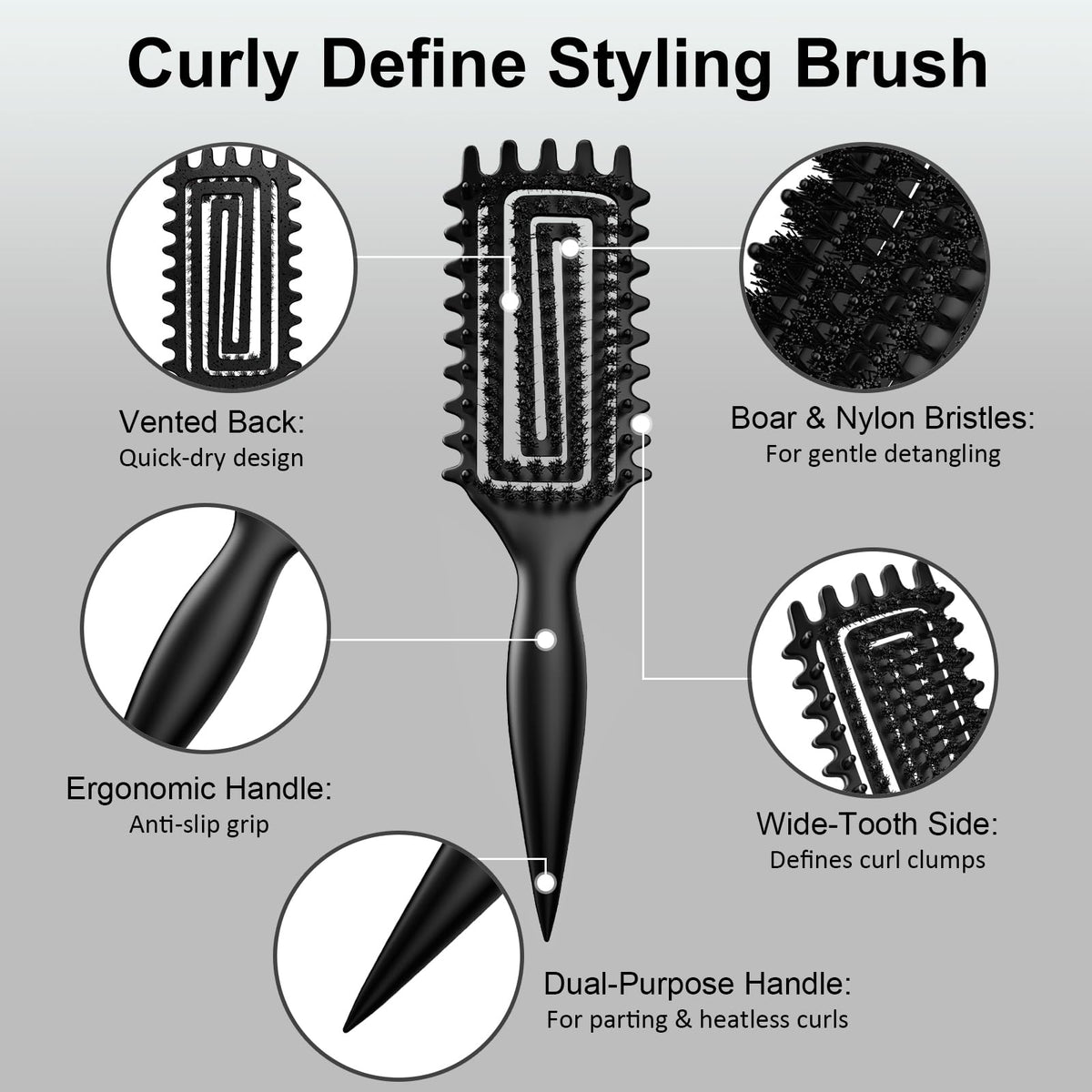 Weldilgit Curl Brush back view showing ventilated design