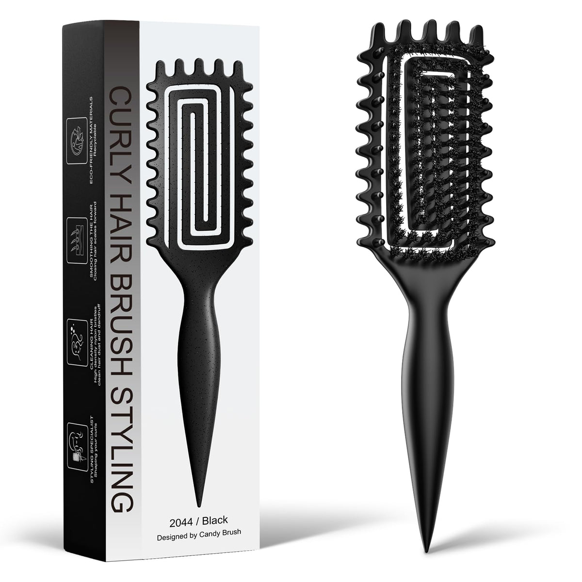 Weldilgit Curl Brush front view with soft bristles
