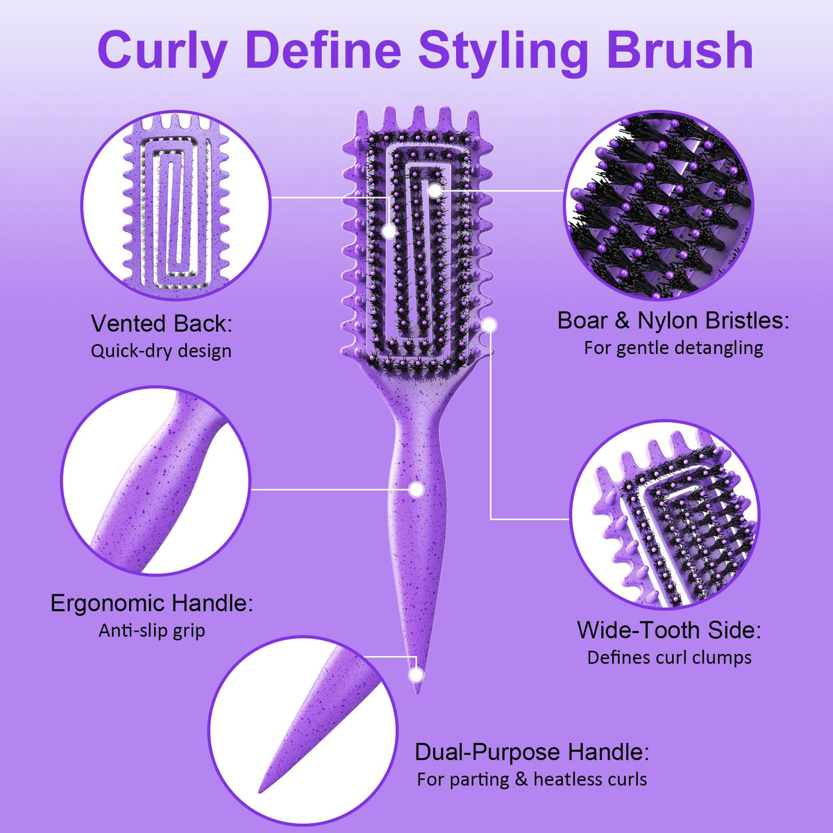 Weldilgit Curl Brush in use on wet hair