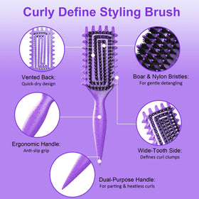 Weldilgit Curl Brush in use on wet hair