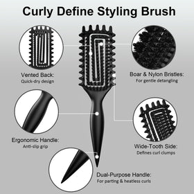 Weldilgit Curl Brush showing soft boar bristles and nylon pins