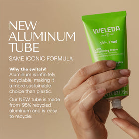 Weleda Skin Food Light Nourishing Body Cream applied on skin